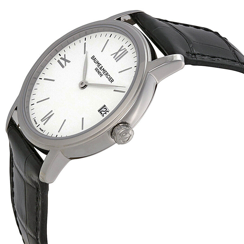 Baume and Mercier Classima Silver Dial Black Leather Ladies Watch #10148 - Watches of America #2