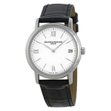 Baume and Mercier Classima Silver Dial Black Leather Ladies Watch #10148 - Watches of America