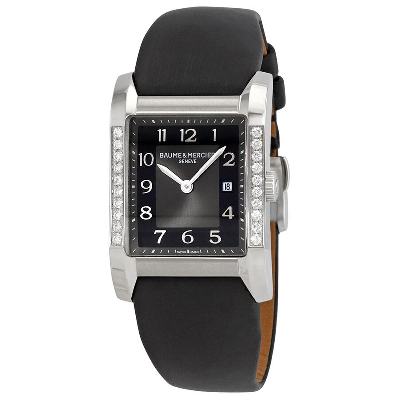 Baume and Mercier Hampton Milleis Black Dial Leather Ladies Watch #10022 - Watches of America