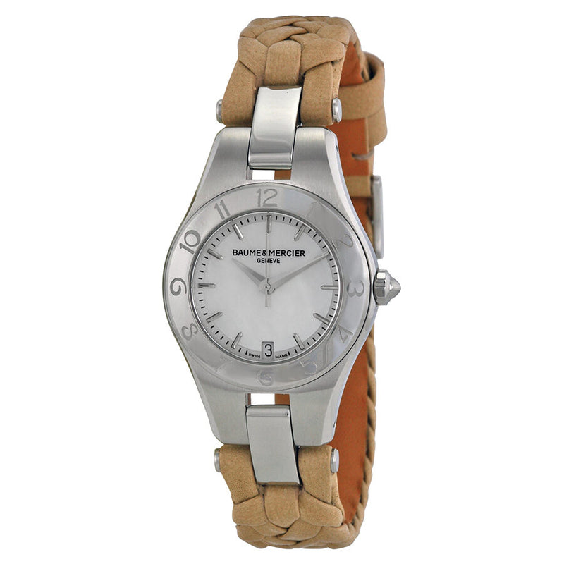 Baume and Mercier Linea Mother of Pearl Dial Beige Leather Ladies Watch #10116 - Watches of America