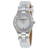 Baume and Mercier Linea Mother Pearl Stainless Steel White Leather Ladies Watch #10117 - Watches of America