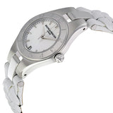 Baume and Mercier Linea Mother Pearl Stainless Steel White Leather Ladies Watch #10117 - Watches of America #2