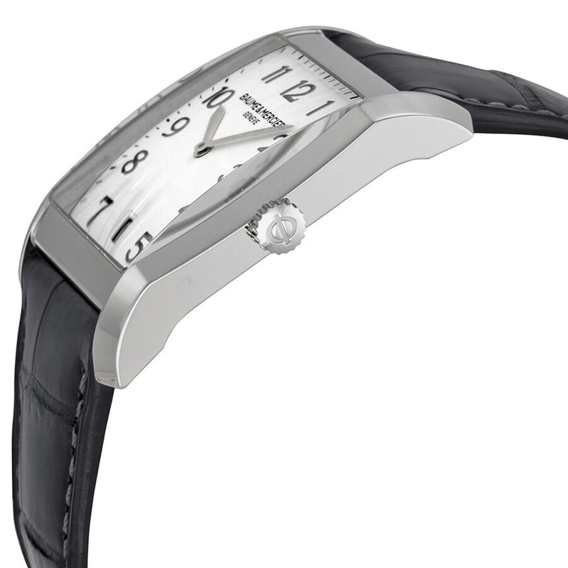 Baume and Mercier Silver Dial Black Leather Men's Watch #10154 - Watches of America #2