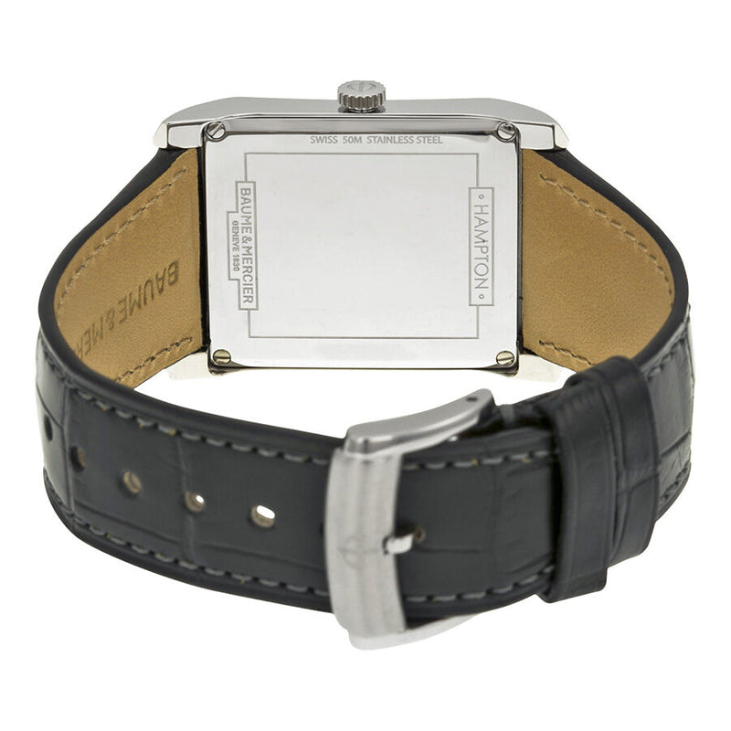 Baume and Mercier Silver Dial Black Leather Men's Watch #10154 - Watches of America #3