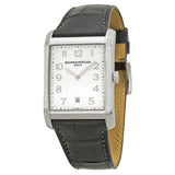 Baume and Mercier Silver Dial Black Leather Men's Watch #10154 - Watches of America