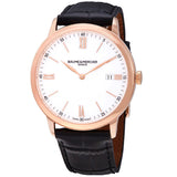 Baume et Mercier Classima White Dial Black Leather Men's Watch #10441 - Watches of America