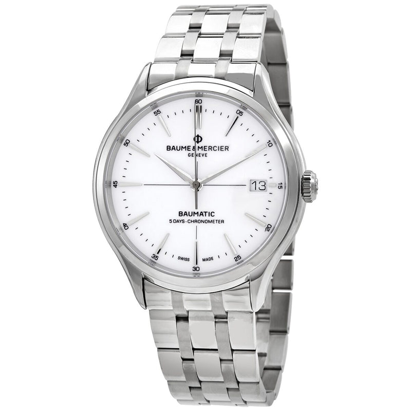 Baume et Mercier Clifton Baumatic Automatic White Dial Men's Watch #10505 - Watches of America