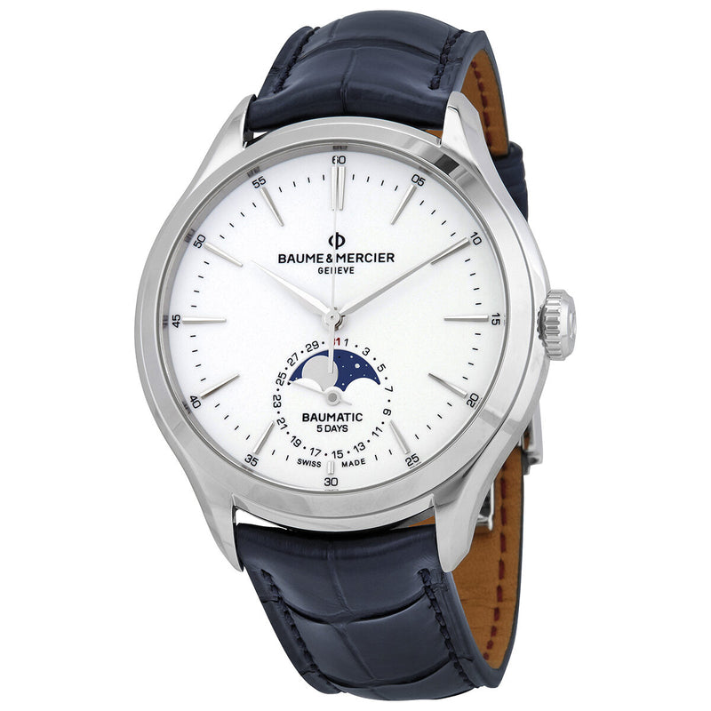 Baume et Mercier Clifton Chronograph Automatic Moon Phase White Dial Men's Watch #10549 - Watches of America