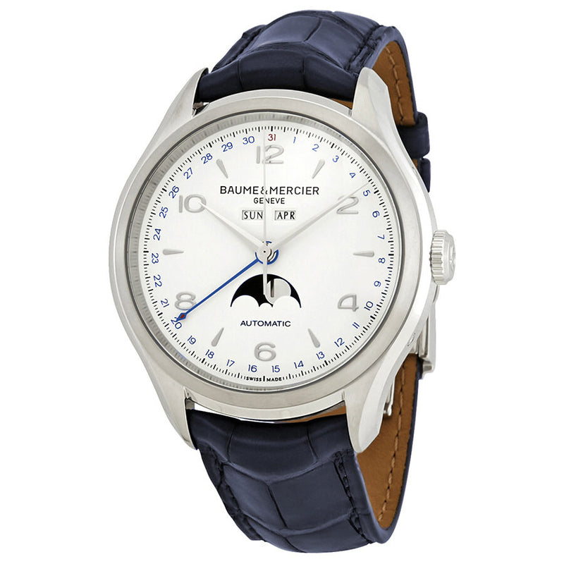 Baume et Mercier Clifton Moonphase Automatic White Dial Men's Watch #10450 - Watches of America