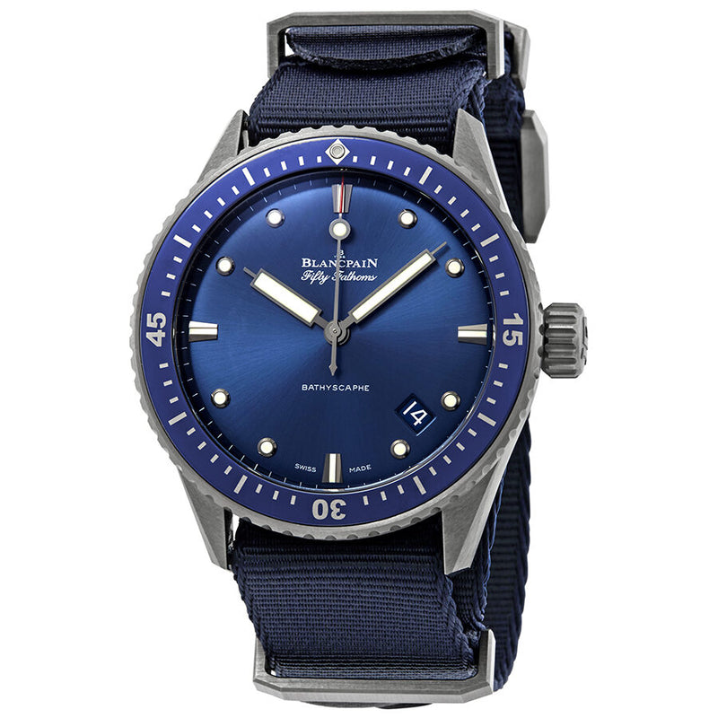 Blancpain Fifty Fathoms Bathyscaphe Automatic Blue Dial Men's Watch #5000-0240-NAOA - Watches of America