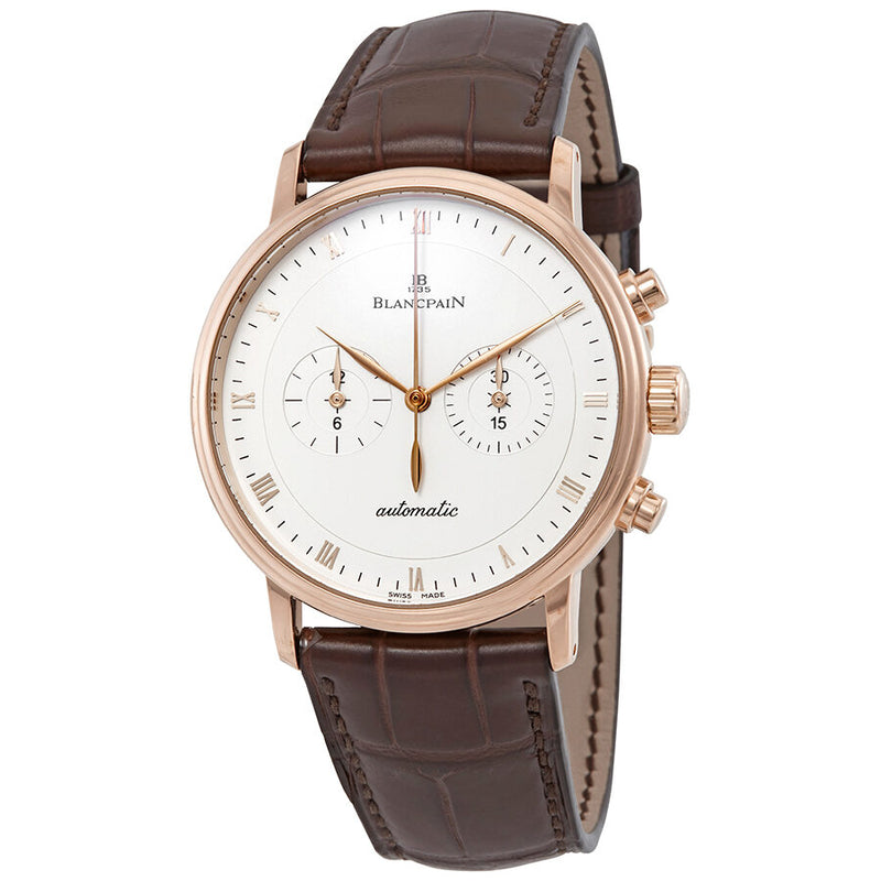 Blancpain Villeret 18kt Rose Gold Chronograph Automatic Silver Dial Men's Watch #4082-3642-55 - Watches of America