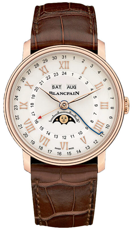 Blancpain Villeret Complete Calender Moonphase Automatic Silver Dial Men's Watch #6676-3642-55b - Watches of America