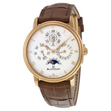 Blancpain Villeret Perpetual Calendar Silver Opaline Dial Black Leather Men's Watch #6057-3642-55B - Watches of America