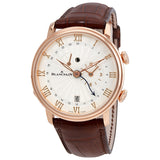 Blancpain Villeret Reveil 18kt Rose Gold GMT Alarm Stamped Flinque Opaline Dial Men's Watch #6640-3642-55B - Watches of America