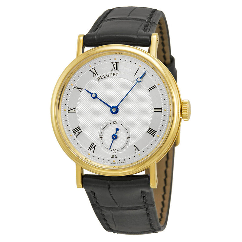 Breguet Classique Silver Dial 18kt Yellow Gold Black Leather Men's Watch 5907BA12984#5907BA/12/984 - Watches of America