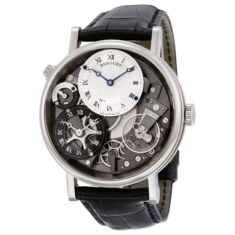 Breguet Tradition 18kt White Gold GMT Manual Silver Skeleton Dial Men's Watch #7067BB/G1/9W6 - Watches of America