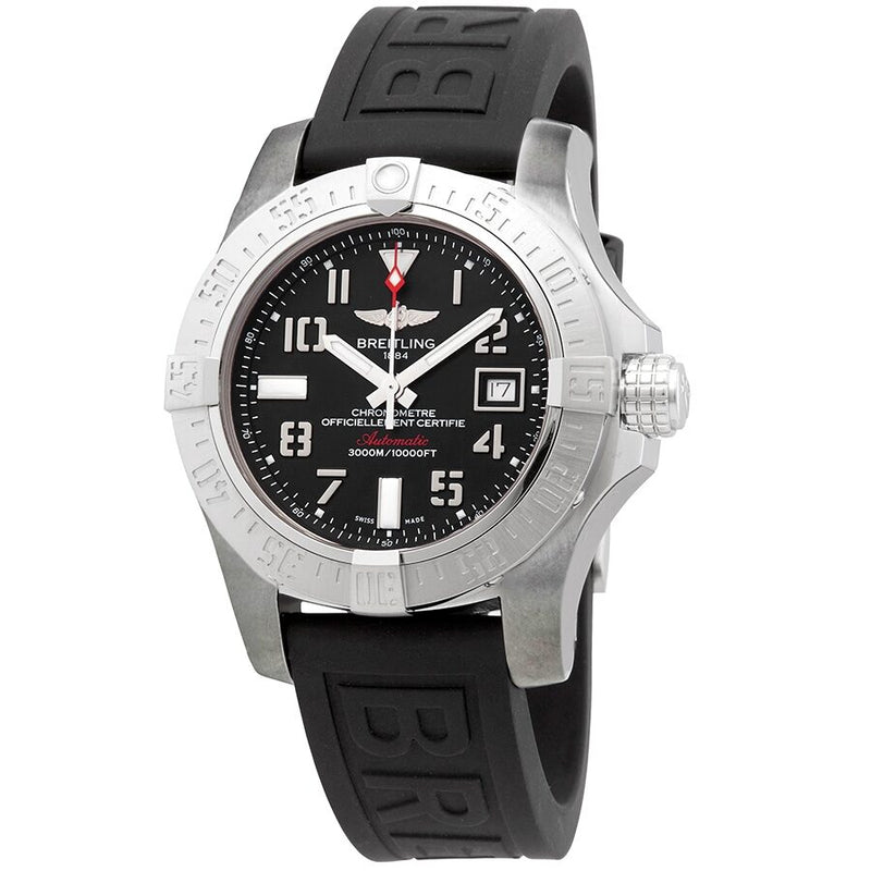 Breitling Automatic Black Dial Black Rubber Men's Watch #A17331101B1S2 - Watches of America