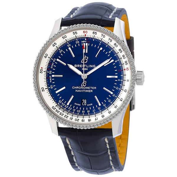 Breitling Automatic Blue Dial Blue Leather Men's 41 mm Watch #A17326211C1P3 - Watches of America