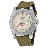 Breitling Avenger II GMT Automatic Silver Dial Green Fabric Men's Watch A3239011-G778GRFT#A3239011-G778-106W-A20BA.1 - Watches of America