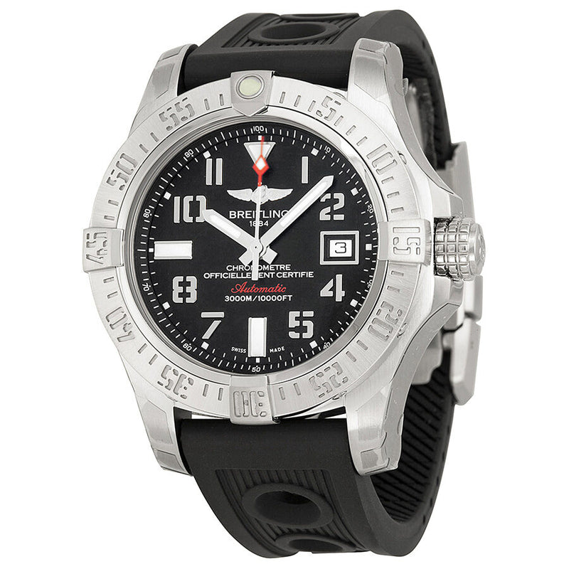 Breitling Avenger II Seawolf Automatic Black Dial Ruber Men's Watch A1733110-BC31BKOR#A1733110-BC31-200S-A20DSA.2 - Watches of America