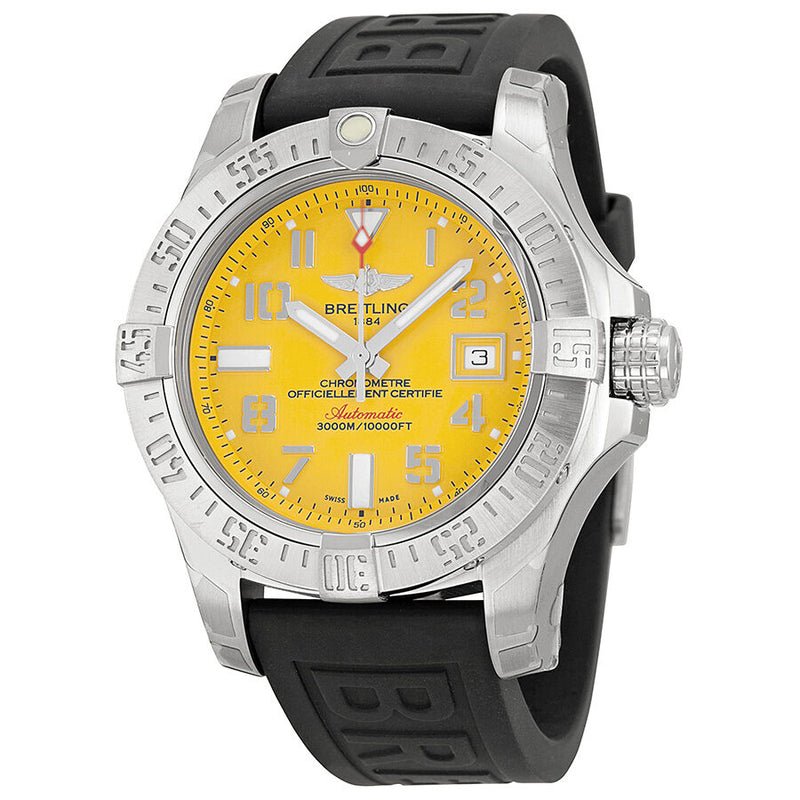 Breitling Avenger II Seawolf Automatic Yellow Dial Rubber Men's Watch A1733110-I519BKPT3#A1733110-I519-152S-A20SS.1 - Watches of America