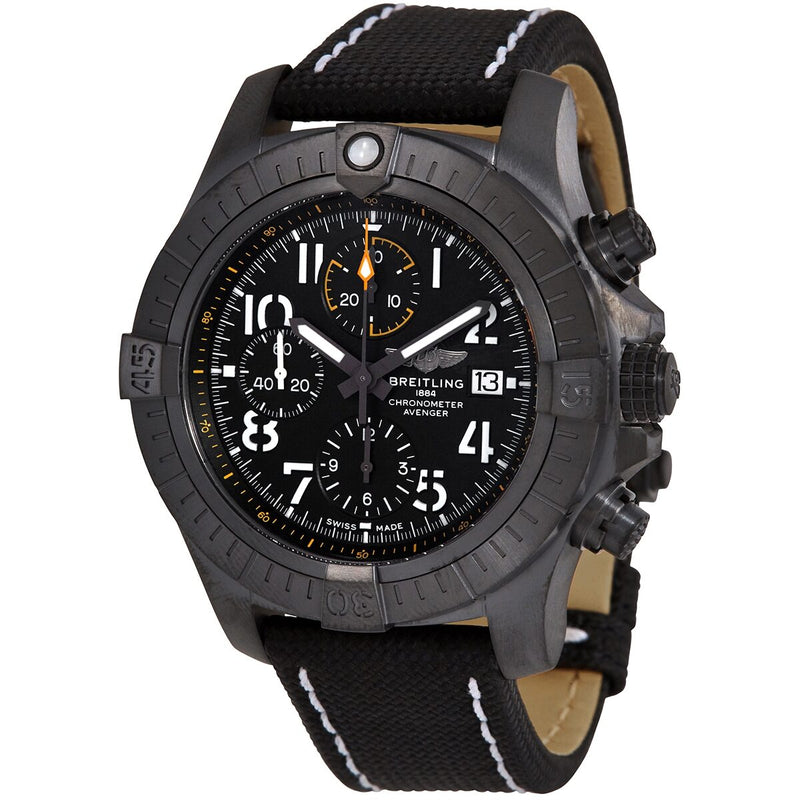 Breitling Avenger Night Mission Chronograph Automatic Chronometer Black Dial Men's Watch #V13317101B1X2 - Watches of America