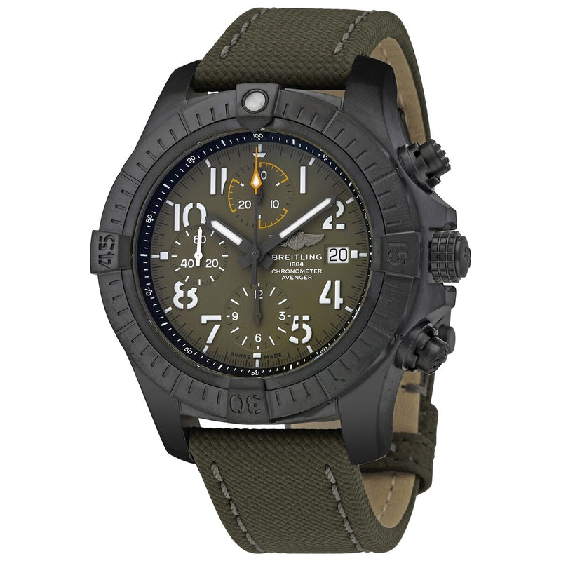 Breitling Avenger Night Mission Chronograph Automatic Chronometer Khaki Green Dial Men's Watch #V13317101L1X2 - Watches of America