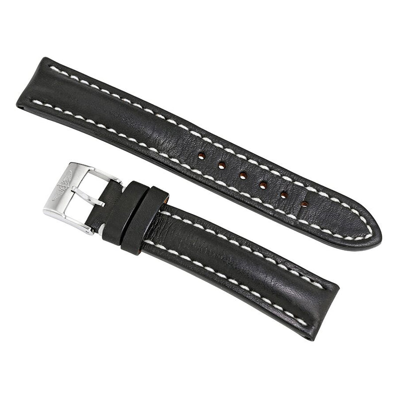 Breitling Black Leather Strap Stainless Steel Tang Buckle 18 mm / 16mm#414X - Watches of America #2