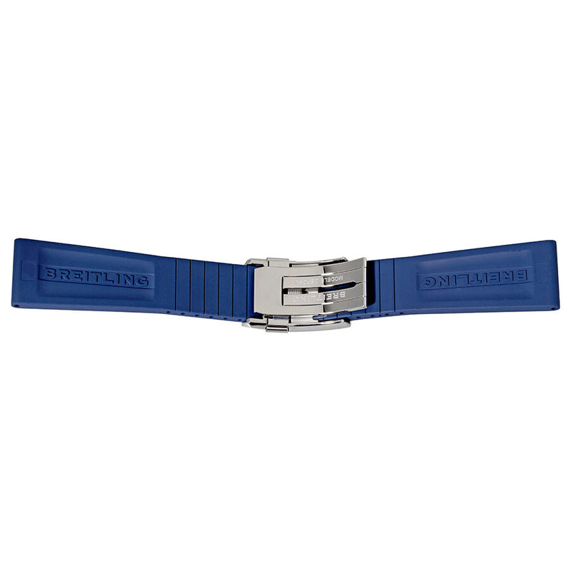 Breitling Blue Rubber Strap with a Stainless Steel Deployment Buckle 24-20 MM#160S-A20D.1 - Watches of America #2