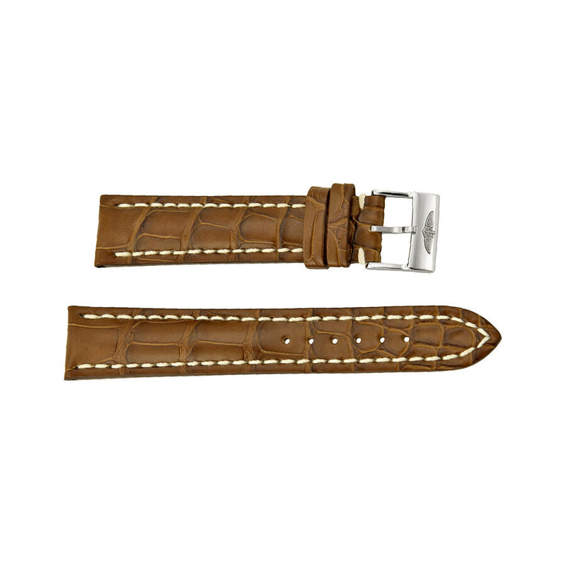 Breitling Brown Watch Band Strap with contrast Stitching and a Stainless Steel Tang Buckle#722P - Watches of America