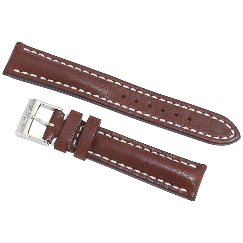 Breitling Brown Leather Strap Stainless Steel Tang Buckle 18-16mm#416X - Watches of America