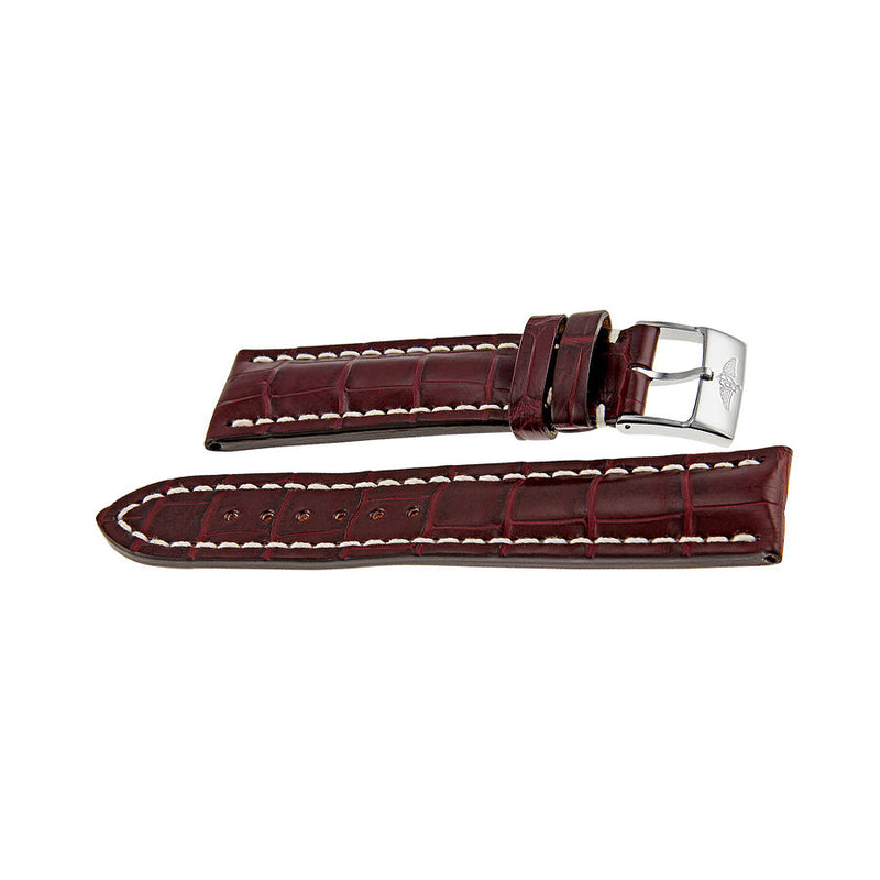 Breitling Burgundy Strap with a Stainless Steel Tang Buckle 22-20mm#735P - Watches of America