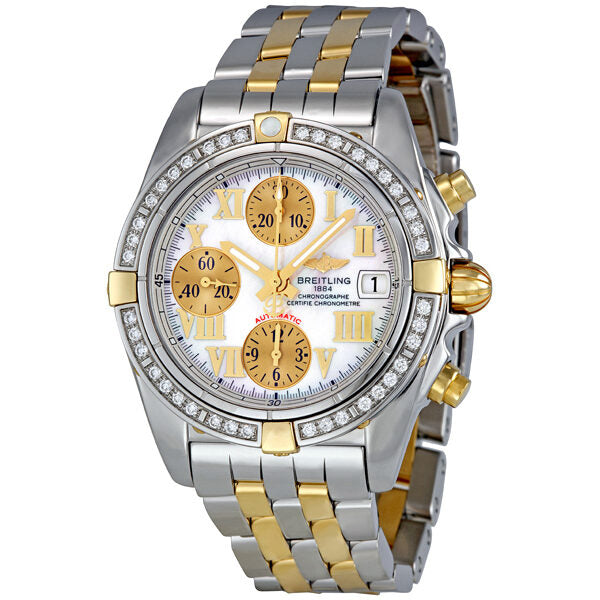 Breitling Chrono Galactic Mother of Pearl Dial Diamond Bezel Two Tone Men's Watch#B13358LA/A597TT - Watches of America