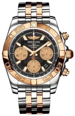 Breitling Chronomat 41 Black Dial Chronograph Stainless Steel and 18K Rose Gold Men's Watch CB0140120-BA53TT#CB014012-BA53-378C - Watches of America