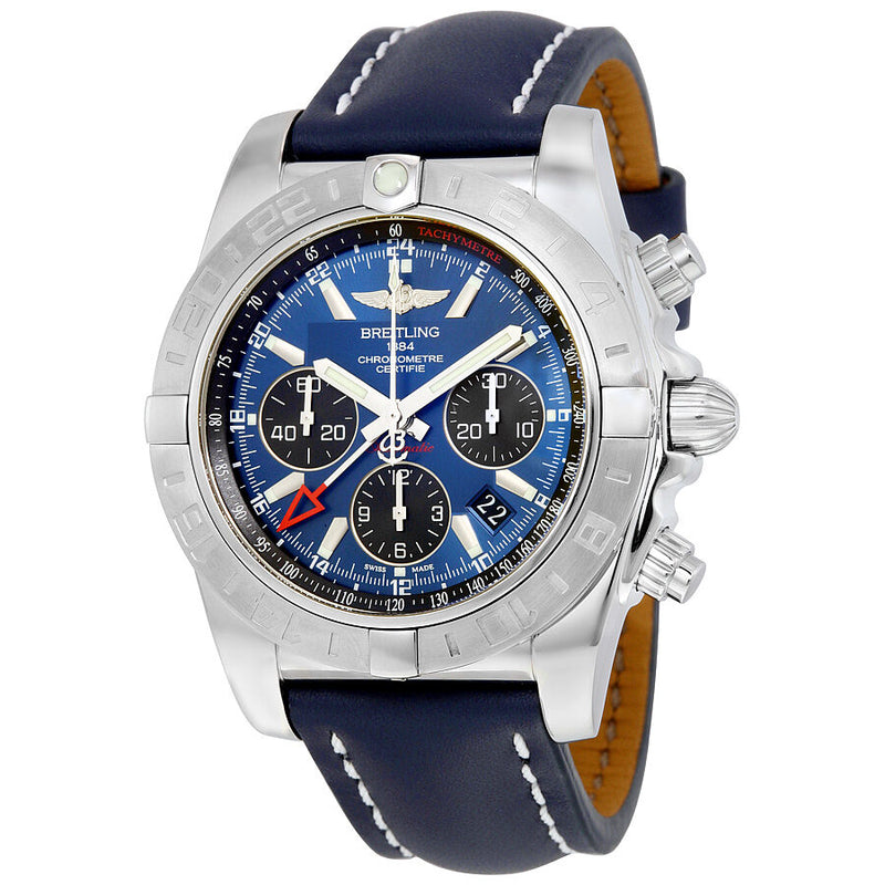 Breitling Chronomat 44 GMT Automatic Blue Dial Bue Leather Men's Watch AB042011-C852BLLT#AB042011-C852-105X-A20BA.1 - Watches of America