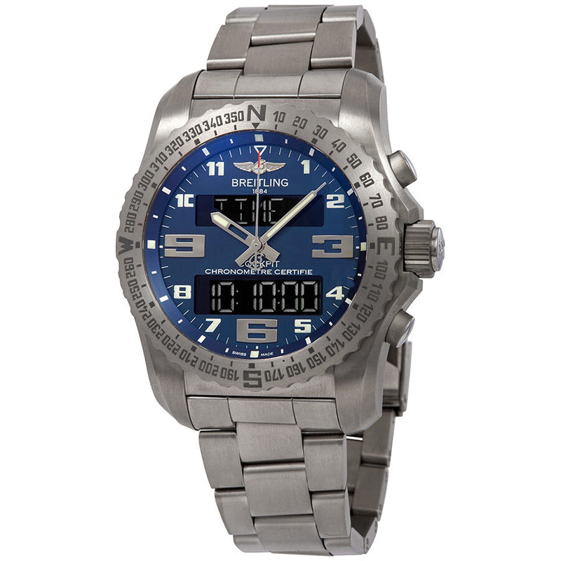 Breitling Cockpit B50 Blue Dial Titanium Quartz Men's Watch EB501019/C904TI#EB501019/C904-176E - Watches of America