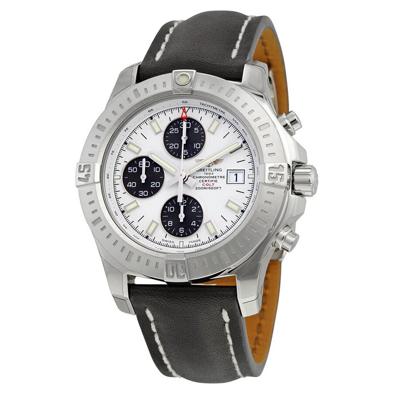 Breitling Colt Chronograph Automatic Stratus Silver Dial Black Leather Men's Watch A1338811-G804BKLD#A1338811-G804-436X-A20D.1 - Watches of America