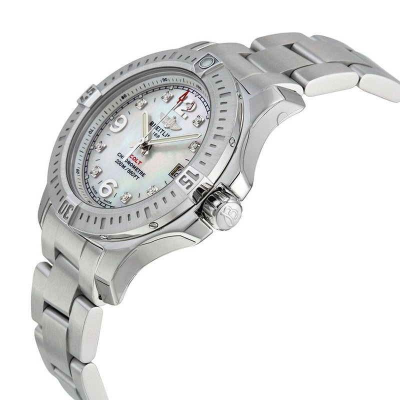 Breitling Colt Lady Mother of Pearl Diamond Watch A7738811-A769SS#A7738811-A769-175A - Watches of America #2