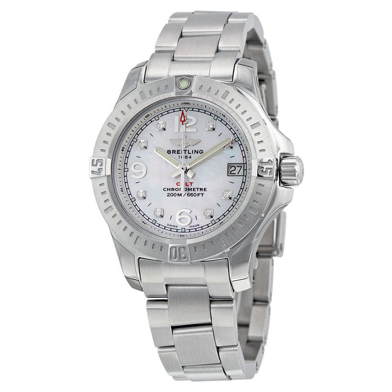 Breitling Colt Lady Mother of Pearl Diamond Watch A7738811-A769SS#A7738811-A769-175A - Watches of America