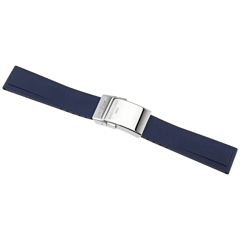 Breitling Diver Pro Blue Rubber Watch Band Strap with a Stainless Steel Deployment Buckle#142S-A18D.2 - Watches of America