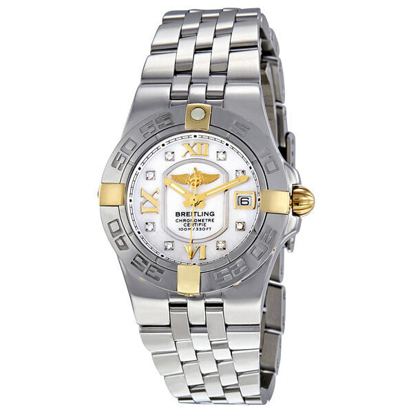 Breitling Galactic 30 Mother Of Pearl Diamond Dial Ladies Watch #B1340L2-A680SS - Watches of America