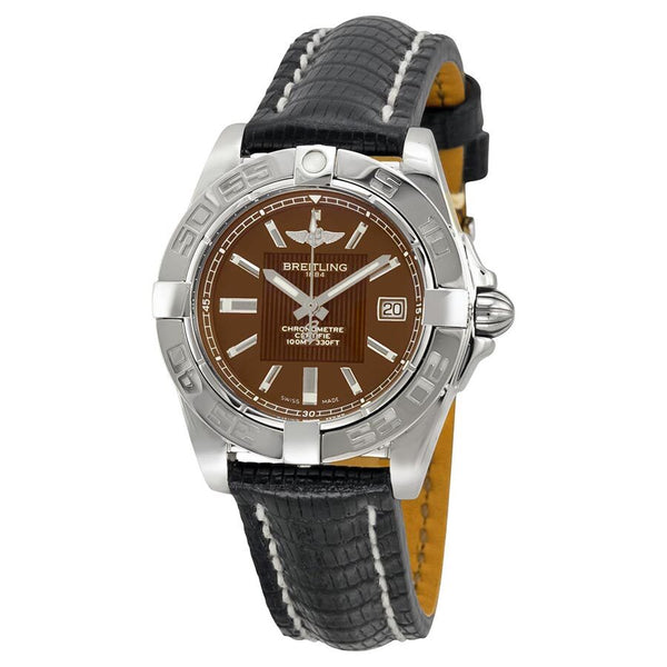 Breitling Galactic 32 Bronze Dial Black Lizard Leather Ladies Watch #A71356L2-Q579BKZT - Watches of America