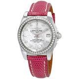 Breitling Galactic 36 Mother of Pearl Diamond Dial Ladies Leather Watch #A7433053-A780LIZT - Watches of America