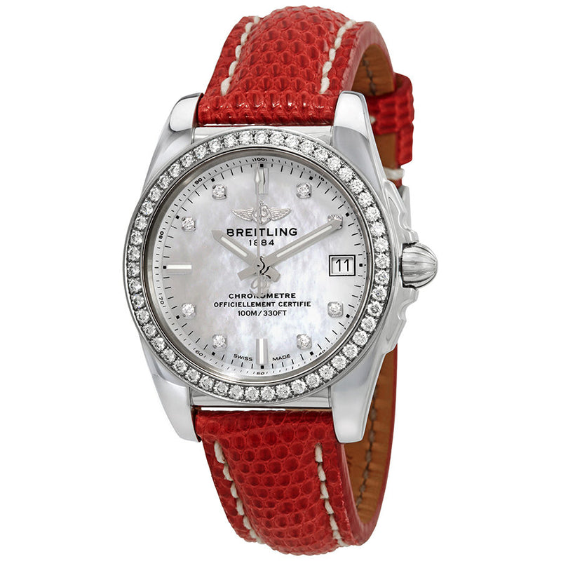 Breitling Galactic Mother of Pearl Diamond Dial Ladies Watch #A7433053/A780RDZT - Watches of America