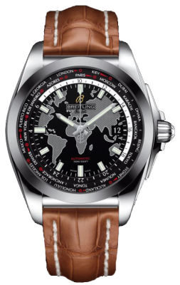 Breitling Galactic Unitime Black Dial Brown Leather Automatic Men's watch WB3510U4-BD94BRCT#WB3510U4/BD94BRCT - Watches of America