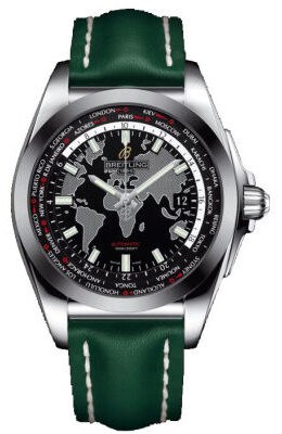 Breitling Galactic Unitime Black Dial Green Leather Automatic Men's Watch WB3510U4-BD94GRLD#WB3510U4/BD94GRLD - Watches of America