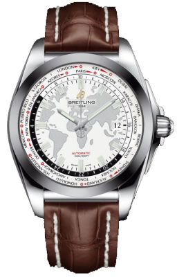 Breitling Galactic Unitime White Dial Dark Brown Leather Men's Watch WB3510U0-A777DBRCT#WB3510U0/A777DBRCT - Watches of America
