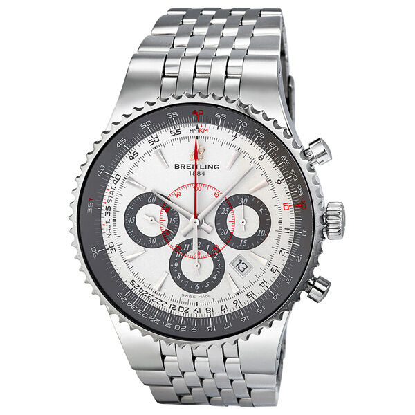 Breitling Montbrillant 47 Chronograph White Dial Men's Watch A23351A6-G741SS#A23351A6-G741-445A - Watches of America