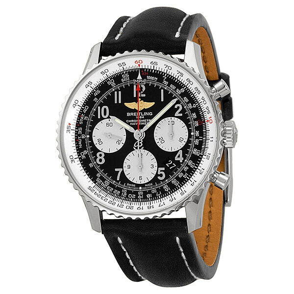 Breitling Navitimer 01 Chronograph Automatic Black Dial Black Leather Men's Watch AB012012-BB02BKLT#AB012012-BB02-435X-A20BA.1 - Watches of America