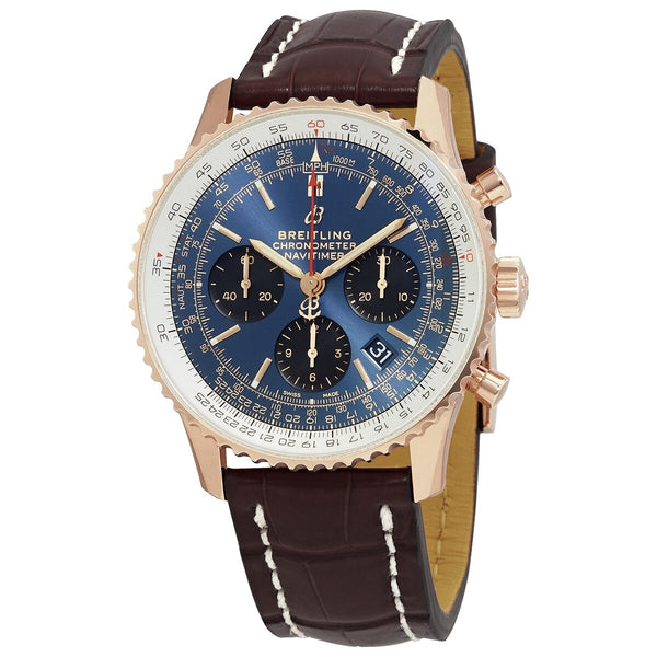 Breitling Navitimer 1 Chronograph Automatic Chronometer 18kt Rose Gold Blue Dial Men's Watch #RB0121211C1P2 - Watches of America
